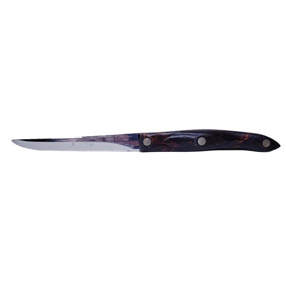 CUTCO Trimmer Knife #1721 Serrated w/ Brown Tortoise Shell Like Handle in VGUC - Picture 1 of 14